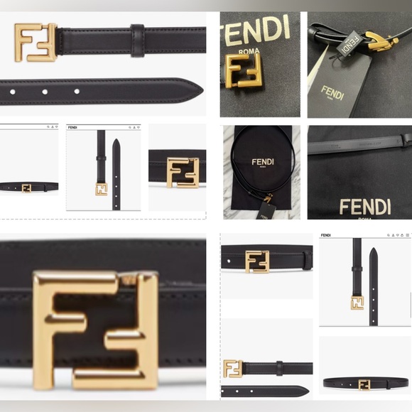 FENDI LEATHER BELT WITH ICONIC “FF” LOGO IN GOLD FINISH METALWARE - Picture 13 of 16